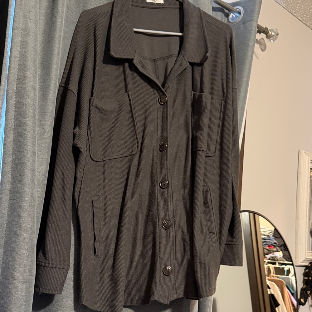 Maurices Black Waffle Utility Button-Up Jacket